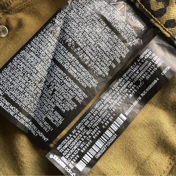 Zara Olive Green Animal Print Leopard Mini Jeans Denim Skirt Women’s Size M - Picture 10 of 16